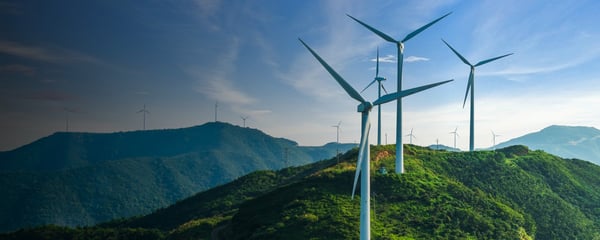 Wind turbines on a hillside